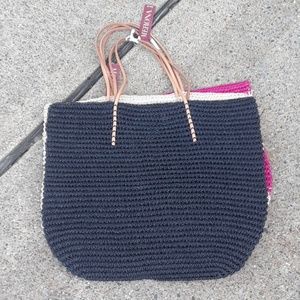 NWT Striped Straw Tote Bag Purse